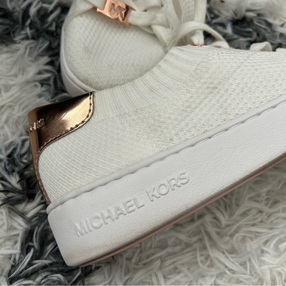 Michael by Michael Kors White and Gold Skyler Laceup Sneaker - Picture 7 of 8